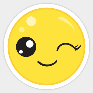 Cute Winking Face Sticker